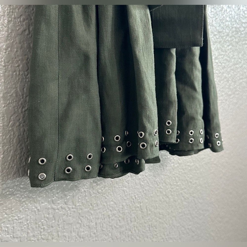 Derek Lam 10 Crosby Olive Green Grommet Hem Mini Dress sz 4 - Picture 10 of 14